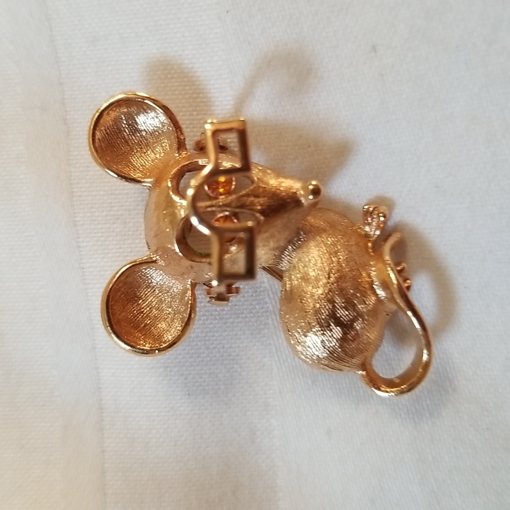 Vintage Gold Mouse Glasses Brooch - Picture 5 of 6